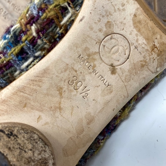 CHANEL Women's Purple and multicolor tweed stretch cap-toe flats Sz 39.5 Preppy - Picture 12 of 12